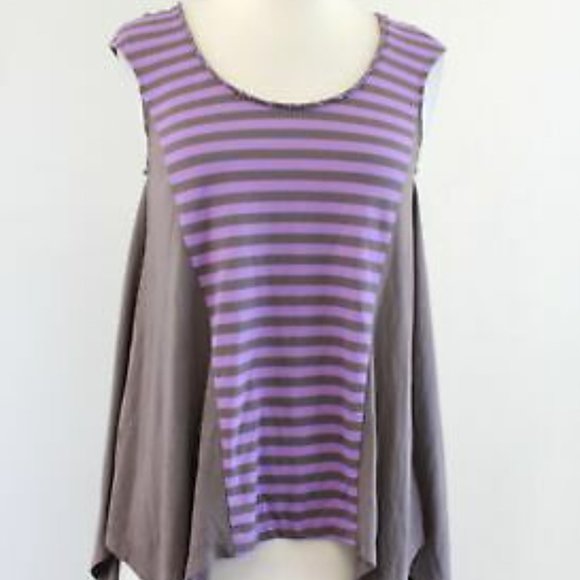 👚Anthropologie, M Striped Lilac Brown Top - Picture 3 of 7